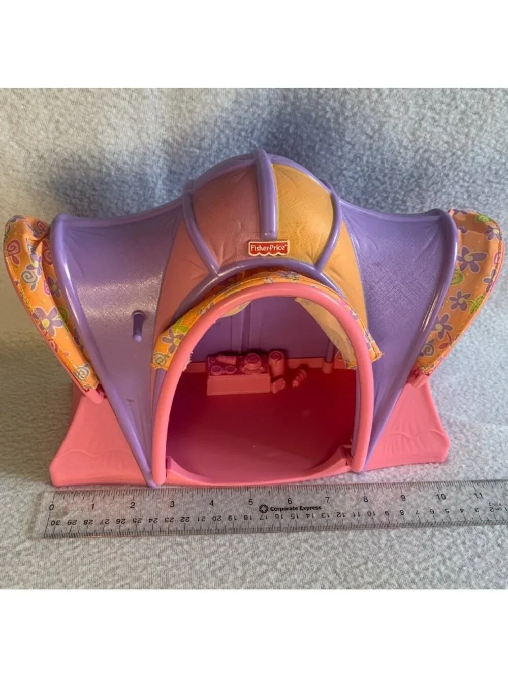 Fisher Price Loving Family Camping Tent Dollhouse Pink Violet Floral Plastic Fun